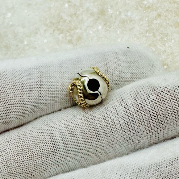 EUC Pandora 790599 Sterling Silver & 14k Yellow Gold Braided Heart Clip Charm - Picture 9 of 17